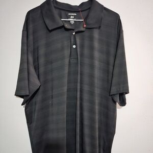 Mens George Black Subtle-Striped Short Sleeve Polo XLG